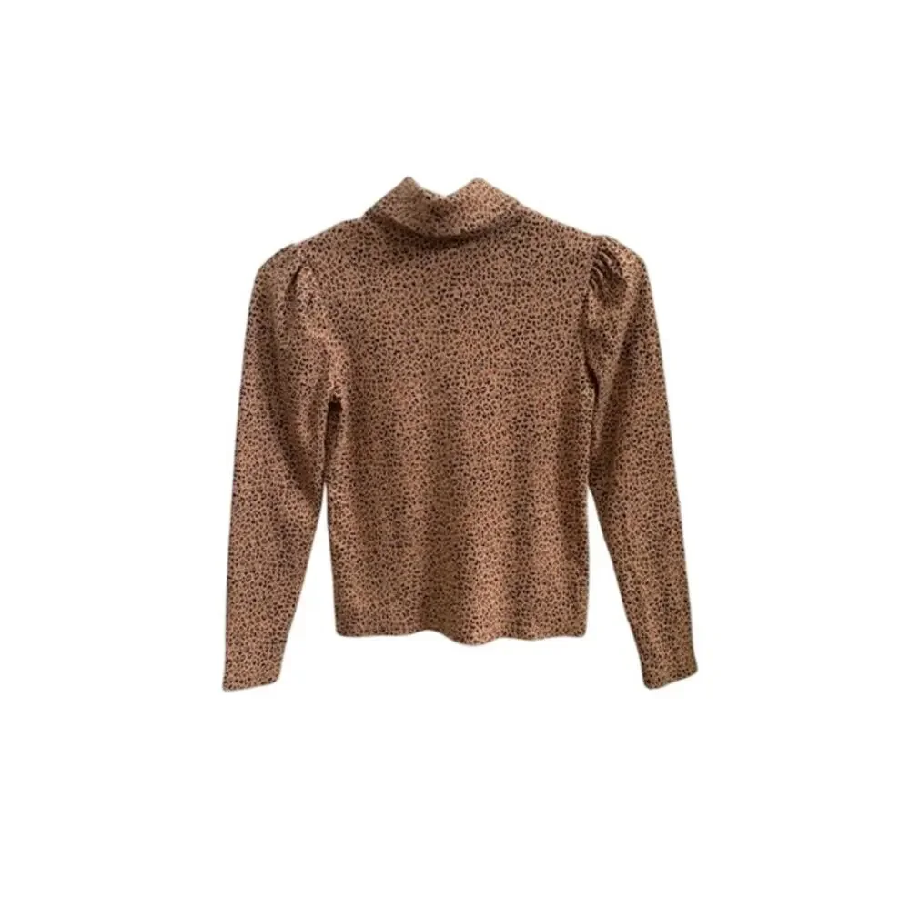 GAP-Kids-Short‎ Puff Sleeve-Mock Turtleneck-Leopard Print-Cotton Blend-Girls-L